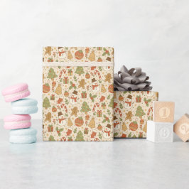 Handgetekende Festive Kerst Inpakpapierrol Cadeaupapier