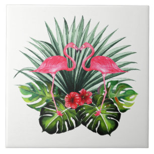 Handgetekende flamingo Decorative Ceramic Photo Ti Tegeltje