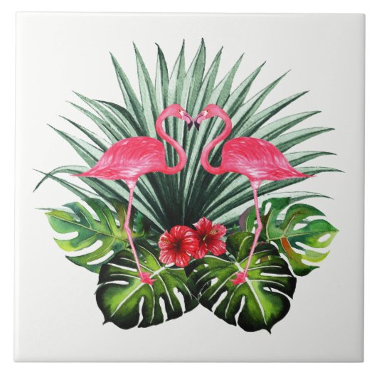 Handgetekende flamingo Decorative Ceramic Photo Ti Tegeltje (Voorkant)