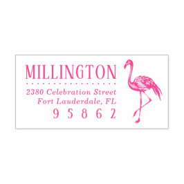 Handgetekende Flamingo Familienaam Retouradres Zelfinktende Stempel