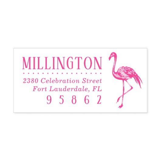 Handgetekende Flamingo Familienaam Retouradres Zelfinktende Stempel (Design)