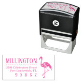Handgetekende Flamingo Familienaam Retouradres Zelfinktende Stempel (In situ)
