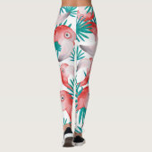Handgetekende flamingo: waterverf naadloos patroon leggings (Achterkant)