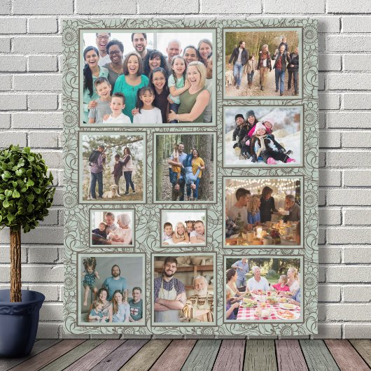 Handgetekende Floral 11 Memory Fotocollage Fleece Deken