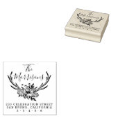 Handgetekende Floral Antlers Custom Retouradres Rubberstempel (Gestempeld)