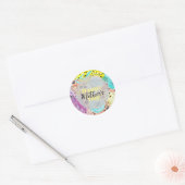 Handgetekende Floral Artistic Vibrant Moederdag Ronde Sticker (Envelop)