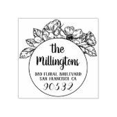 Handgetekende Floral familienaam & retouradres Rubberstempel (Afrduk)