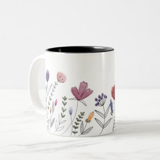 Handgetekende Floral Mok (Voorkant links)