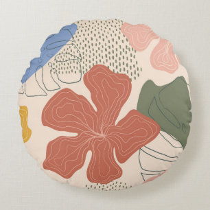 Handgetekende florale naadloos patroon, creatieve rond kussen