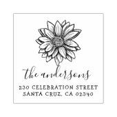 Handgetekende Flower Script naam & retour adres Rubberstempel (Afrduk)