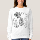 Handgetekende Flowers Doodles Black and White Plan Trui (Voorkant)