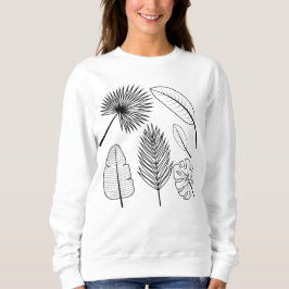 Handgetekende Flowers Doodles Black and White Plan Trui