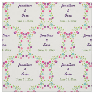 Handgetekende Flowers Gepersonaliseerde Bride en G Stof