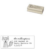 Handgetekende Fox familienaam Script Return Addres Rubberstempel (Gestempeld)