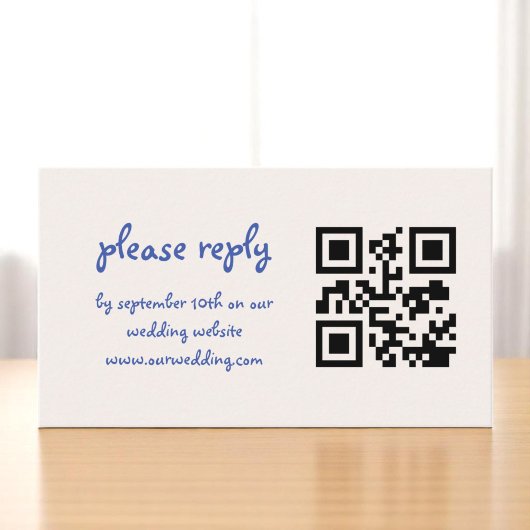 Handgetekende Franse Blauwe grillige bruiloft Informatiekaartje