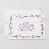 Handgetekende  Franse Blauwe grillige bruiloft RSVP Kaartje (Achterkant)