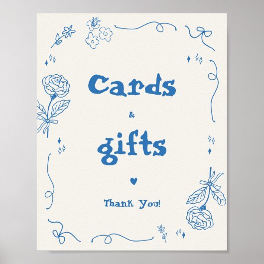 Handgetekende Franse grillige Kaarten en geschenke Poster (Voorkant)