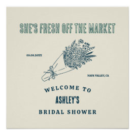 Handgetekende 'Fresh Off the Market' Bruidsdouche Perfect Poster