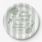 Handgetekende 'Fresh Off the Market' Bruidsmeisjes Papieren Bordje (Voorkant)