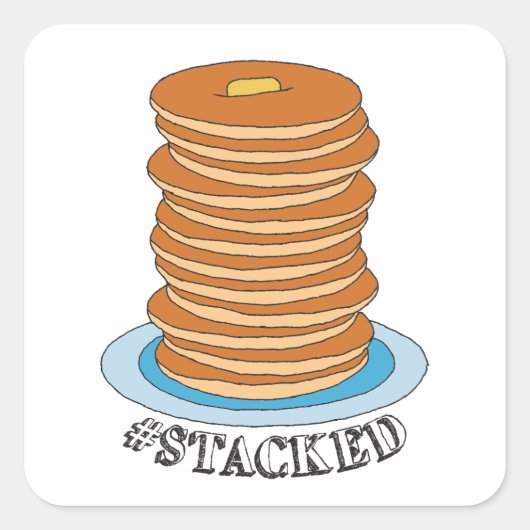 Handgetekende Full Stack Pancakes Clipart Pancake Vierkante Sticker (Voorkant)