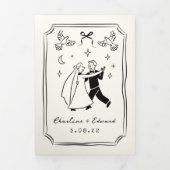 Handgetekende funky tekening handschrift bruiloft drieluik aankondiging (Cover)