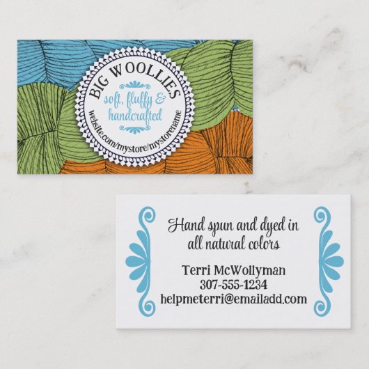 handgetekende garens van brei- of haakwerk visitekaartje (Voorkant / Achterkant)