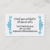 handgetekende garens van brei- of haakwerk visitekaartje (Achterkant)