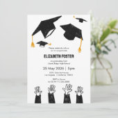 Handgetekende geïllustreerde afstuderen uitnodigin kaart (Staand voorkant)