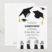 Handgetekende geïllustreerde afstuderen uitnodigin kaart (Voorkant / Achterkant)