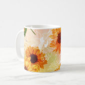 Handgetekende gele zonnebloemen Waterverf Koffiemok (Voorkant links)