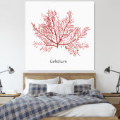 handgetekende gelidium-zeewier canvas afdruk (Insitu (Slaapkamer))