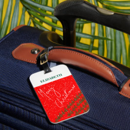 Handgetekende gepersonaliseerde vrolijk kerstfeest bagagelabel