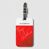 Handgetekende gepersonaliseerde vrolijk kerstfeest bagagelabel (Voorkant (verticaal))
