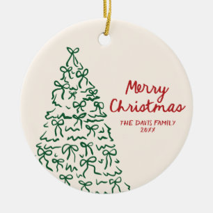 Handgetekende gepersonaliseerde vrolijke kerst Orn Keramisch Ornament