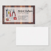 Handgetekende gereedschappen | Houten planken Visitekaartje (Voorkant / Achterkant)