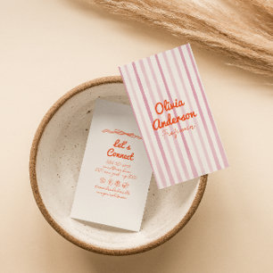 Handgetekende geschreven roze oranje whimsy boho u visitekaartje