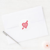 Handgetekende gestreepte hart met pijl ontwerp ronde sticker (Envelop)