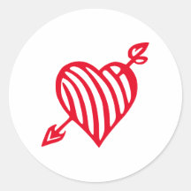 Handgetekende gestreepte hart met pijl ontwerp