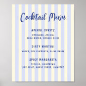 Handgetekende gestreepte Vrijgezellenfeesten cockt Poster (Voorkant)