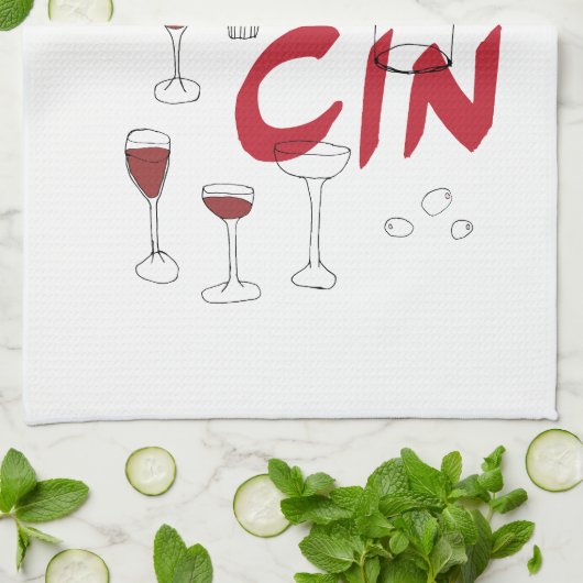 Handgetekende glazen en tekst op flessenmunten theedoek (Gevouwen)