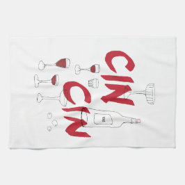 Handgetekende glazen en tekst op flessenmunten theedoek