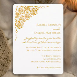 Handgetekende Golden Rozen Modern Wedding Invitati Kaart