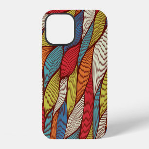 Handgetekende golven: Abstracte naadloze achtergro iPhone 12 Hoesje