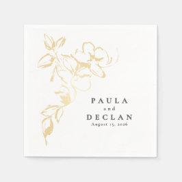 Handgetekende gouden bloemen Elegante minimalistis Servet