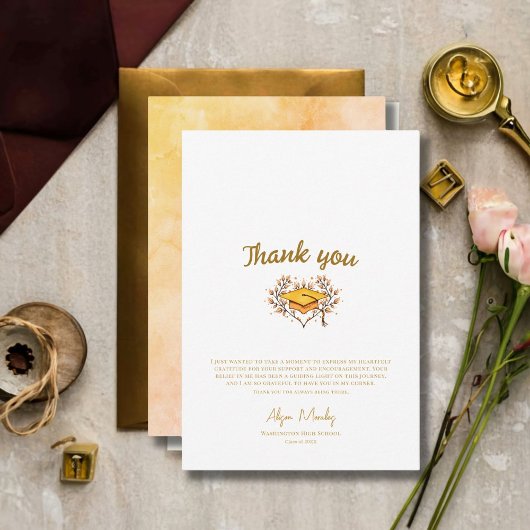 Handgetekende gouden Petten perzik afstuderen Bedankkaart