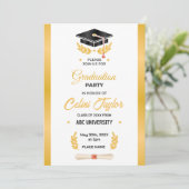 Handgetekende Gradient Graduation Party uitnodigin Kaart (Staand voorkant)