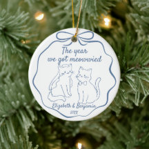 Handgetekende Grappige Katten 1e Kerst Getrouwd Fo