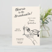 Handgetekende grappige ober Afstuderen Aankondigin Kaart (Staand voorkant)