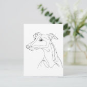 Handgetekende Greyhound-lijn Kunst - Minimalistisc Briefkaart (Staand voorkant)