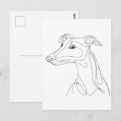 Handgetekende Greyhound-lijn Kunst - Minimalistisc Briefkaart (Voorkant / Achterkant)